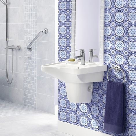 Sticker Mural Carrelage adhésif Cuisine Salle de Bain - 30 STICKERS CARREAUX DE CIMENT AZULEJOS BATOLI - 30stickers15x15cm (1/5)