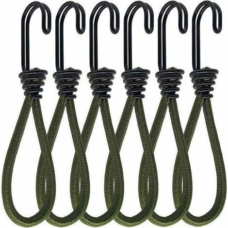 Lot de 6 tendeurs élastiques en latex avec crochets en acier – Résistants aux intempéries – Pour sécuriser tentes. bâches et chargements (1/5)