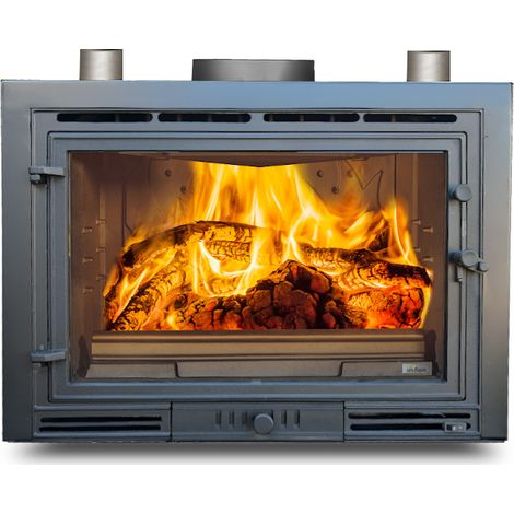 KRATKI Inserto camino a legna ventilato ARKE 80 cm 12 kW - vetro ceramico autopulente e doppia combustione, resa termica 75 percento - Ecodesign e BImSchV 2 (1/5)