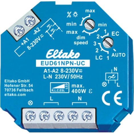 Eltako 61100801 Aufputz Dimmer, Unterputz Dimmer Geeignet für Leuchtmittel: Glühlampe, Energiesparla