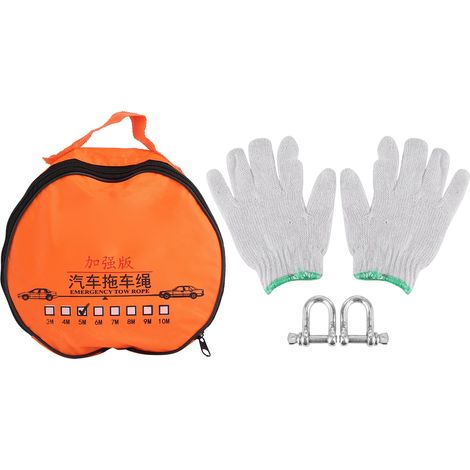 Anneau de remorquage et corde de remorquage robustes pour treuil de recyclage, destinés aux fournitures automobiles et moto, 5 mètres (avec emballage en sac PE). (1/4)