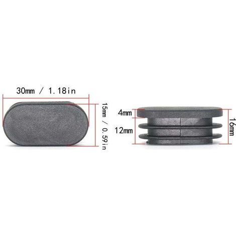 Gambe tubolari per mobili, tappi in plastica, tappi ovali in plastica per gambe di sedie, tappi ovali per tubi per gambe di mobili, sedia trampolino 20 pezzi (15x30 mm) (1/3)