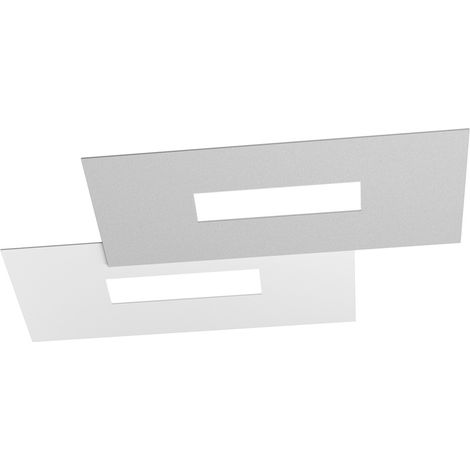 Plafoniera Moderna Rett. 2 Moduli Wally Metallo Bianco E Grigio 2 Luci 2G11 52Cm (1/4)