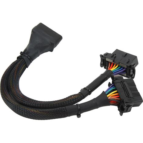 Câble adaptateur de diagnostic OBD2 1 en 2, 16 broches, 30 cm de longueur, mâle vers double femelle (1/5)