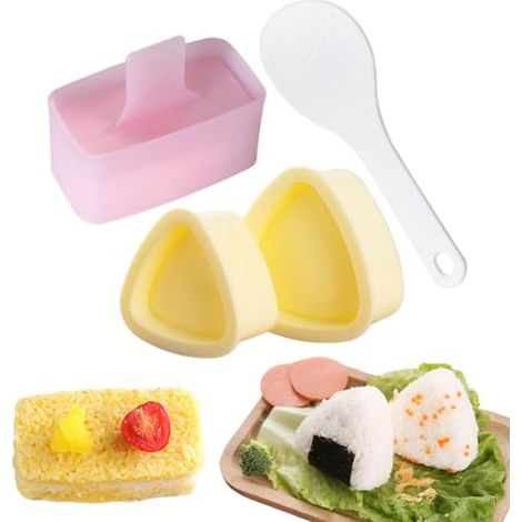 Molde triangular para onigiri, molde para onigiri casero, molde triangular para sushi, molde triangular para sushi, máquina para hacer onigiri con cuchara de arroz, en pocos pasos para un onigiri perf (1/5)