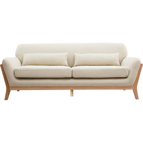 Divano in stile scandinavo 3 posti beige con piedini in legno YOKO (1/4)