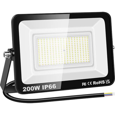 RIGIDON 1x Faro LED da esterno da 200 W, 20000 lumen, lampada di sicurezza impermeabile IP66 per patio, garage, terrazzo, giardino, cantiere, luce bianca fredda 6000K (1/5)
