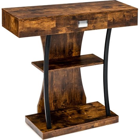 Consola 91 x 30 x 88 cm con cajón y estante abierto estilo escandinavo metal marrón rústico 200017576