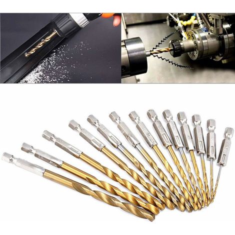 13pcs 1/4inch High Speed Steel Drilling Bits Kit 1.5-6.5mm Spiral Flutes Bit for Wood Plastic Iron Steel Copper Aluminum (1/5)