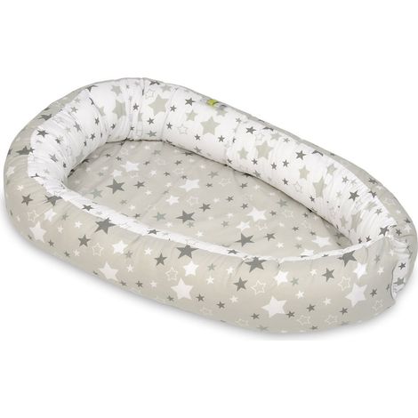Babynest - Babynest - 0-8 Monate - 100% Baumwolle - 82x54cm - weiß/graue Sterne auf grau - weiß/graue Sterne auf weiß (1/5)