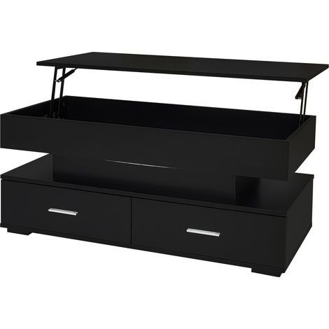 Tavolino da salotto elevabile idraulico 100x50x44 cm nero con LED Bluetooth, 2 cassetti HOMVRA (1/5)