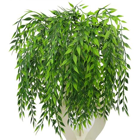 Lot de 4 guirlandes de Saule pleureur Artificiel, Plantes de Verdure en Plastique, Fausses guirlandes de Lierre à Suspendre, résistantes aux UV, pour Maison, intérieur, extérieur, Porte de Jardin, (1/5)