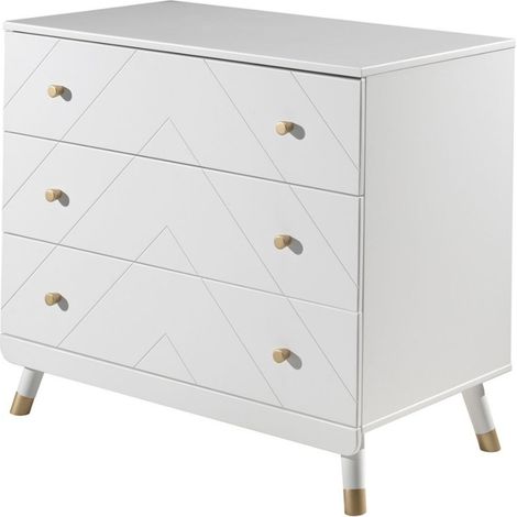 Commode 3 tiroirs bois blanc satiné Funy (1/3)