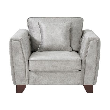 Faux Suede Arm Chair In Grey