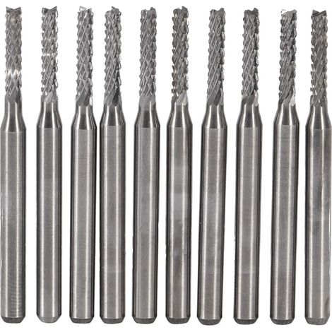 Schaftfräser CNC-Fräser-Bits – 10 Stück 2 mm Hartmetall-Schaftfräser-Gravierbit-Set, gerader Schaft, Fräswerkzeug, Schnitzbohrer, SMT/CNC/PCB-Fräser