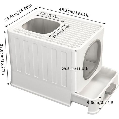 Geschlossene Katzentoilette: XXL geruchsdichte Katzentoilette – Große, geschlossene Katzentoilette, 15 kg Tragkraft, spuren- und auslaufsicher, 48,3 x 35,8 x 38,8 cm (1/4)