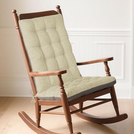 Coussin de chaise à bascule d'intérieur extra large, dossier haut, antidérapant, texturé, avec attaches pour fauteuil à bascule en bois, 50,8 x 50,8 cm, blanc (1/5)