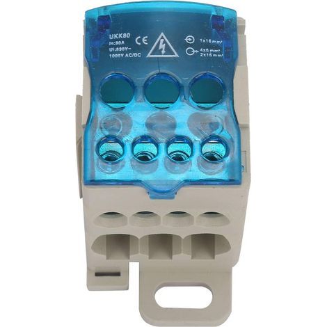 Caja de distribución de bloques UKK-80A, caja de distribución de bloques de terminales para riel DIN, conector de cables eléctricos, caja de conexiones de alimentación universal (1/5)