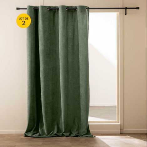 Lot de 2 rideaux tamisants à œillets 140 x 260 cm – Bouclette unie WINONY – Coloris Cèdre