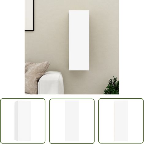 The Living Store Meuble TV Blanc 30,5x30x90 cm Bois d’ingénierie - Meubles Tv Suspendus - Meuble Tv Blanc - Meuble Tv Moderne - Rangement Tv - Bibliothèque Murale (1/5)