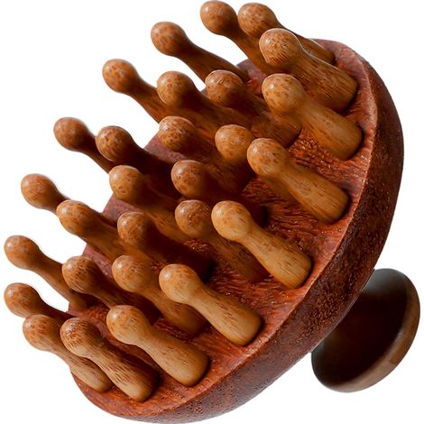 Cepillo de masaje capilar de madera de 2 piezas, cepillo de masaje capilar premium, masajeador capilar, cepillos de champú Gua Sha para mujeres y hombres, cuidado del cuero cabelludo húmedo y seco. (1/5)
