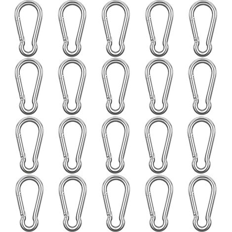 Petit Mousqueton, Mousquetons en Aluminium Porte Clef Mousqueton pour Sac à Dos Laisse Chien Camping Randonnée Pêche Voyage (Argent)