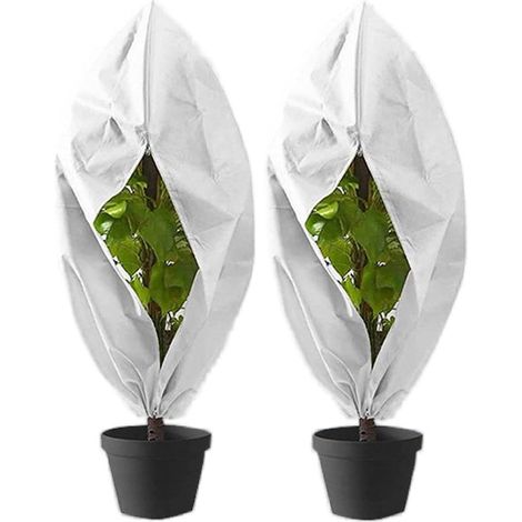 Sac de protection pour plantes et arbustes fruitiers, blanc, 80x100CM, style fermeture éclair à cordon (1/5)