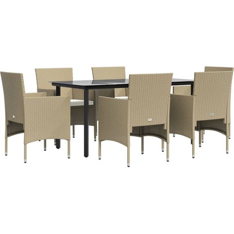 Cojines para muebles de jardín y comedor 7 piezas beige/negro 020014622