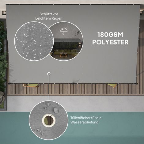 Pergola 3x5 m, abri de jardin réglable avec voile imperméable et armature en acier, protection UV, gris anthracite