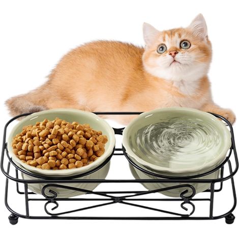 Gamelle pour chat - distributeur d'eau avec support - Ensemble de gamelles (1/5)