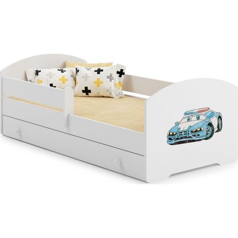 Letto per bambini LUK con cassetto e sponda 160x80 Police