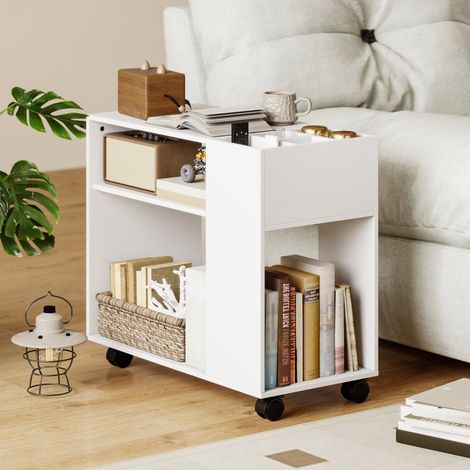 Meuble rangement imprimante 70x34x60 cm blanc OKMYHOME (1/5)
