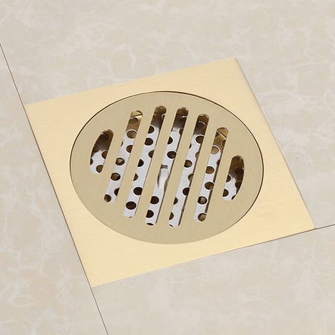 Drain de sol carré salle de bain douche déchets grille en laiton construit crépine accessoire maison (1/5)
