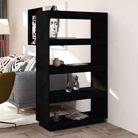 vidaXL Estantería/divisor de espacios madera pino negro 80x35x135 cm (1/5)