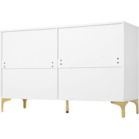 Commode blanche à 6 tiroirs en MDF 120 x 40 x 76 cm (1/5)