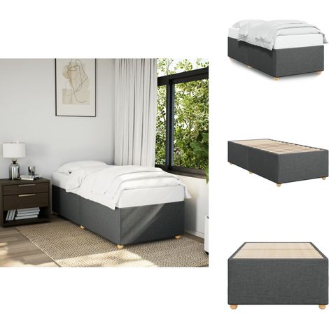 Bettgestell ohne Matratze Dunkelgrau 80x200 cm Stoff - Bettes Gestell - Doppelbett - Holzbettrahmen - Bettkasten - Boxspringbett (1/5)