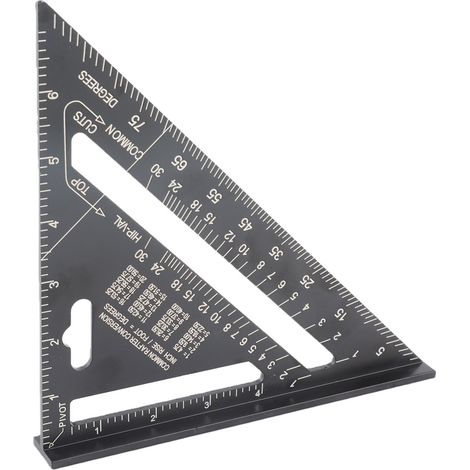 Équerre de charpentier 18 cm en aluminium, outil de mesure portable pour menuiserie et bricolage, règle triangulaire (1/5)