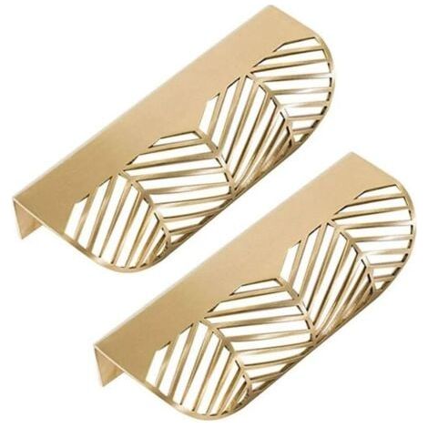 Promotion Feuille Forme tiroir Poignée en laiton Meubles Porte Bouton Pull Cabinet Armoire Poignée de porte ( 2PCS)-- (1/3)