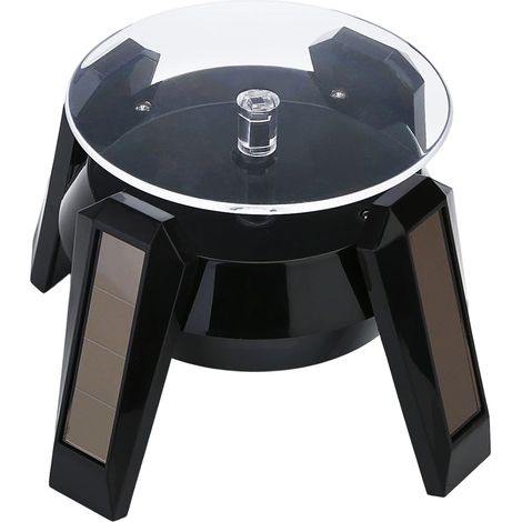 Support de Présentation Pivotant - Plateau Tournant Solaire 360° Automatique - Pour Bijoux Photos Objets Décoratifs - Noir - 1 Pièce