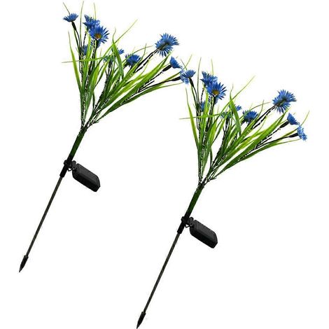 Guirlandes lumineuses solaires LED en forme de fleurs avec marguerites artificielles pour la décoration de jardin (lot de 2, bleues) (1/5)