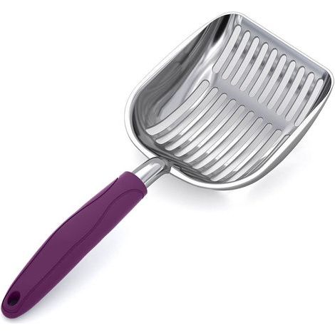 Cuillère de litière pour chat, couleur violette, 28 cm 10,8 cm 3,5 cm, 1 cuillère moyenne en aluminium métallique, bac à excréments pour chat (1/5)