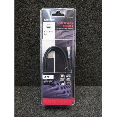 Convertisseur USB C mâle vers HDMI cordon longueur 2m ERARD