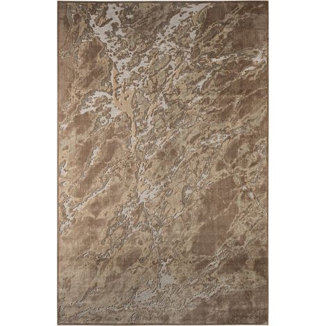 Tapis classique en viscose marron finition artisanale élégante - Marron chaud naturel (1/5)