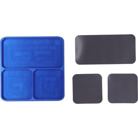 Plateau magnétique antidérapant bleu 13,8x11x2cm en alliage d'aluminium, idéal pour ranger vis et outils de bricolage. (1/5)