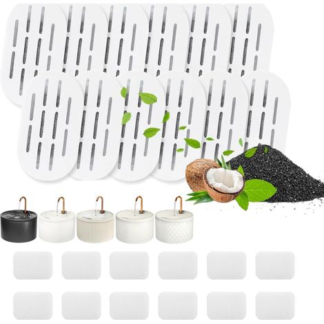 Pack Économique de Filtres pour Fontaine à Chat en Céramique, 12 Filtres à Charbon Actif + 12 Éponges, Filtration Longue Durée (1/5)