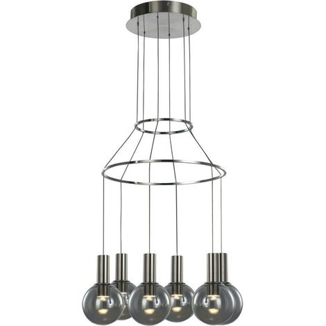 Italux Aria - Lampadario moderno a sospensione a LED cromato, bianco caldo 3000K 1260lm dimmerabile (1/3)
