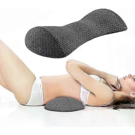 Oreiller lombaire en mousse à mémoire de forme, forme bonbon, soutien dorsal ergonomique pour dormir, au bureau, en voiture, gris (1/5)