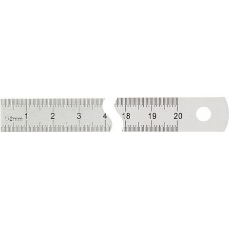 Reglet Flexible Inox Brillant WILMART - Gradue mm et 1/2 mm par Photo-Gravure - Section 13x0,5mm - 200mm - Atelier et Menuiserie