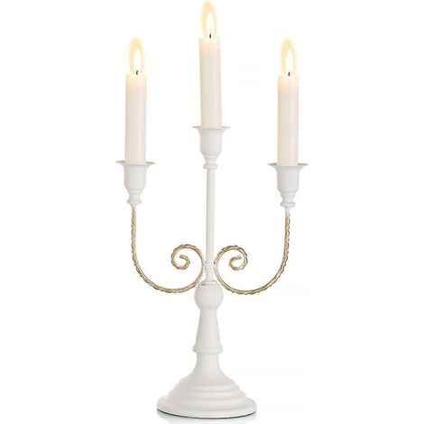 Bougeoirs coniques blancs - Lot de 3 bougeoirs pour centres de table de mariage