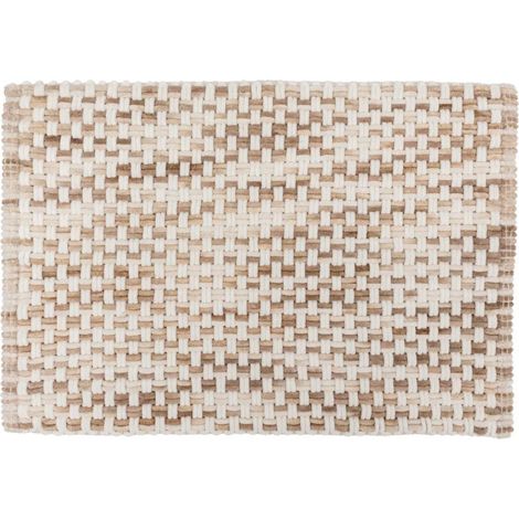 Tapis de Bain Tressé en Coton "Dégradé" 50x75cm Taupe (1/3)